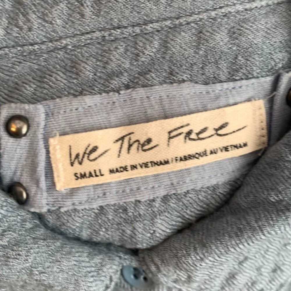 Free People Blue Solid Hidden Valley Button Down Long Sleeve Shirt - Picture 4 of 8